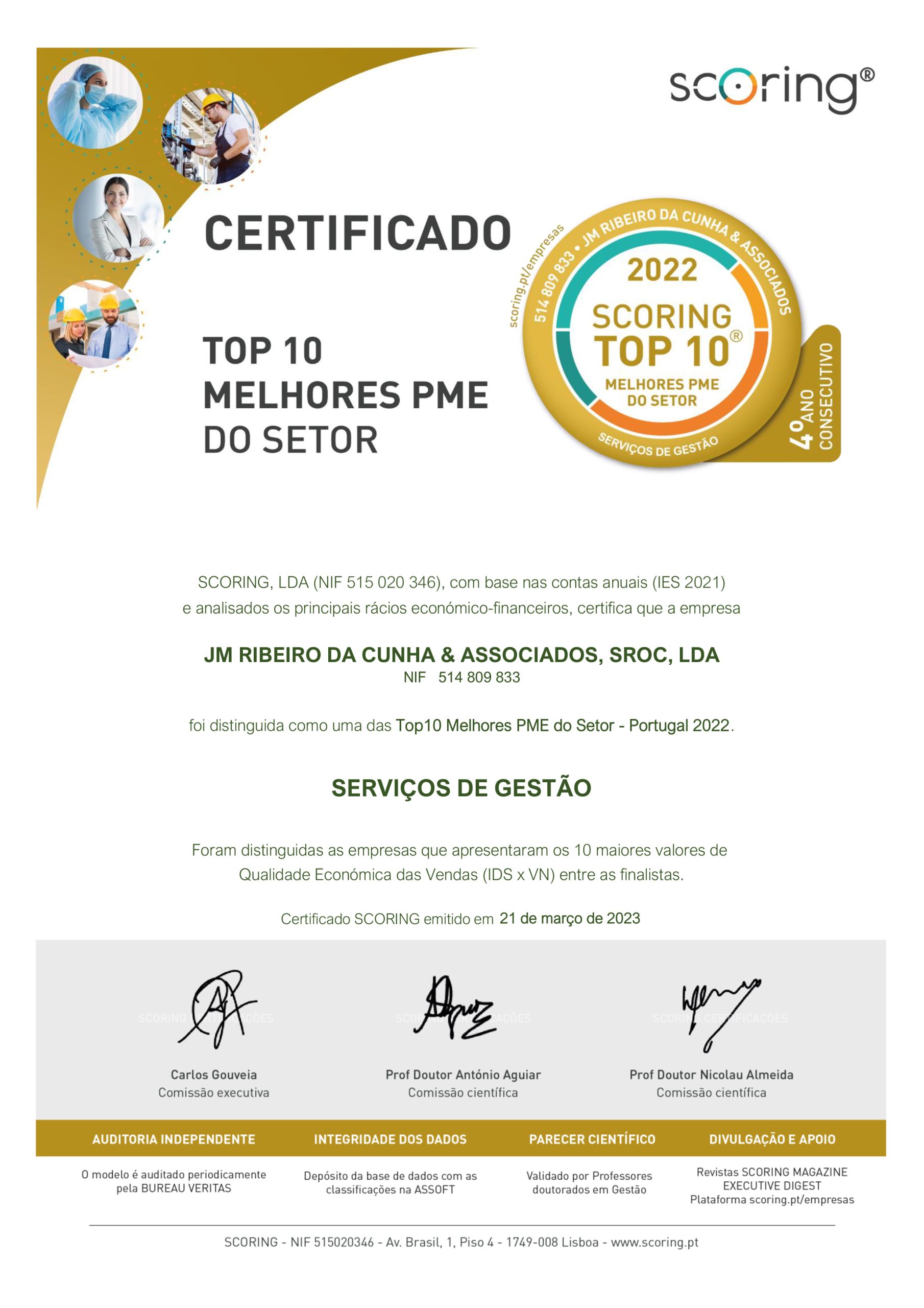Ribeiro da Cunha Distinguida com prémio Top10 da Scoring