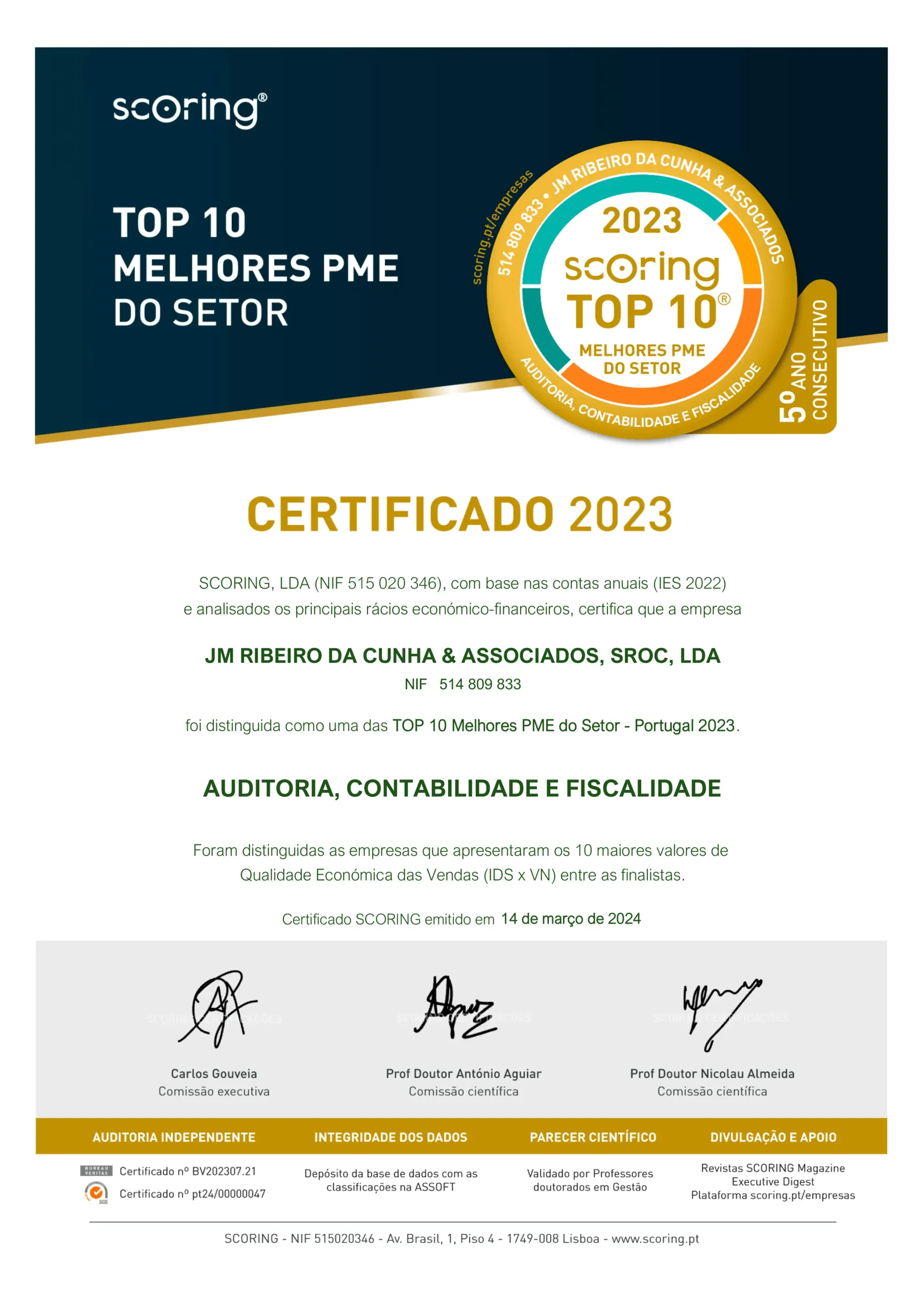 Ribeiro da Cunha & Associados - Top Scoring 10+ 2023