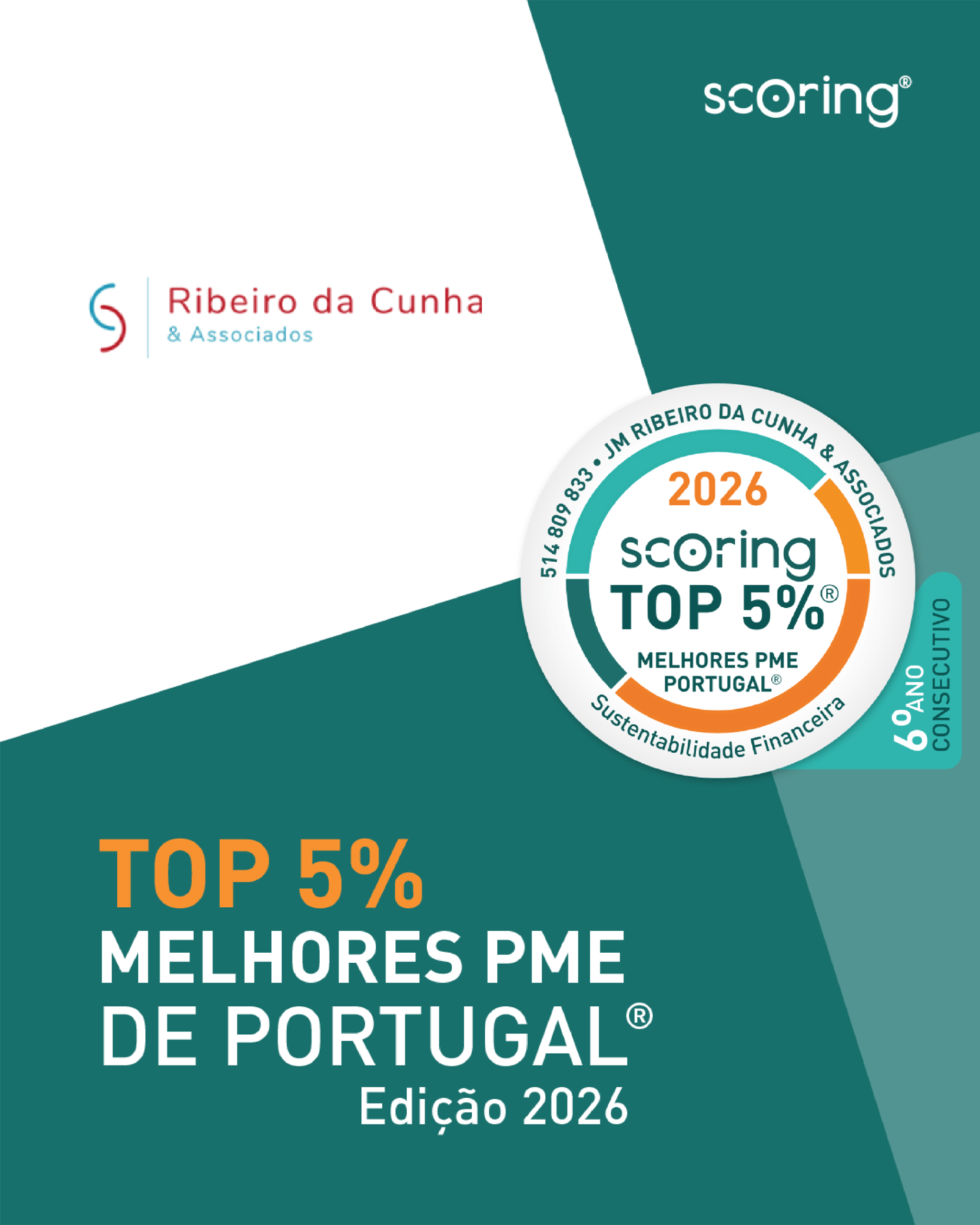JM Ribeiro da Cunha & Associados distinguida Top Scoring 5% pelo 6º ano consecutivo